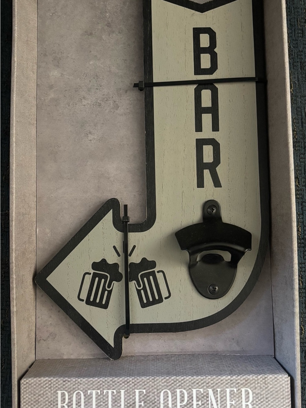 Bar Arrow Wall Bottle Opener - Black and Cream Accent